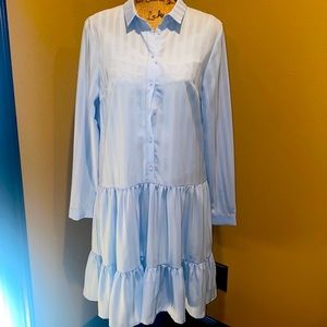 ICHI brand light blue striped dress size small nwt